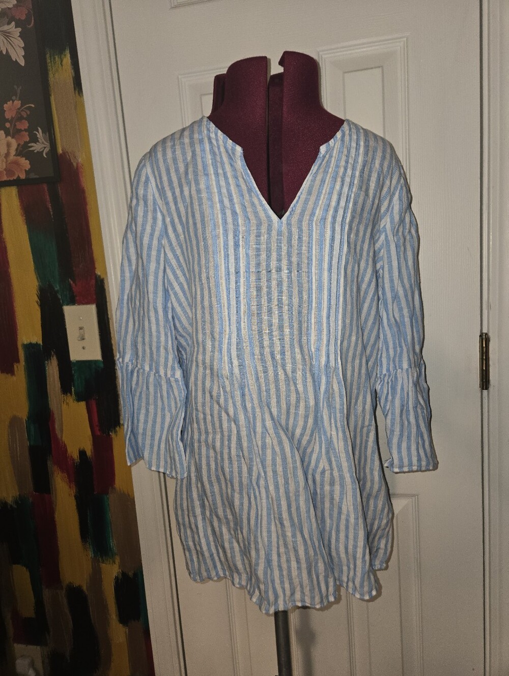 Lilly Pulitzer Hollie Linen Tunic Lunar Blue Bimini Stripe XS - Picture 1 of 6